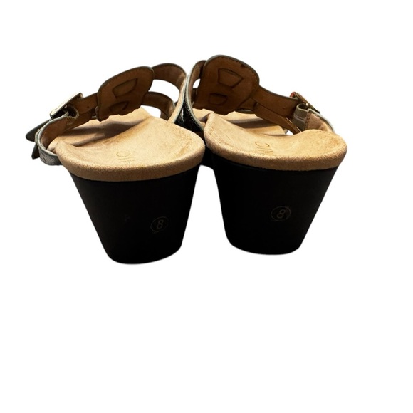 VIONIC PARK RADIA SNAKE PRINT LEATHER SANDAL LOW WEDGE TRIPLE STRAP 8 39 M NEW - Picture 4 of 9